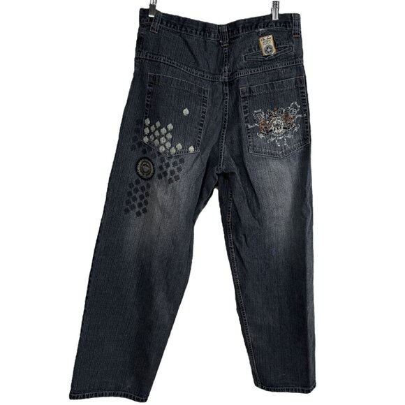 Paco Jeans Distressed Denim Baggy Pants Mens 36x31 Vintage Embroidered - Picture 2 of 10